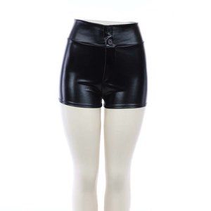 USA HIGH WAISTED BEAUTIFUL WOMEN PU LEATHER SHORT PANTS With two buttons, NEW
